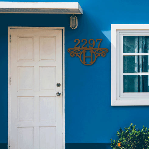 Personalized Inital & Address # Metal Wall Art